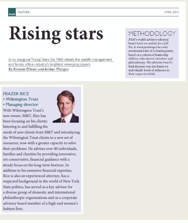 Private Asset Management Names Frazer one of 2013’s “Rising Stars”